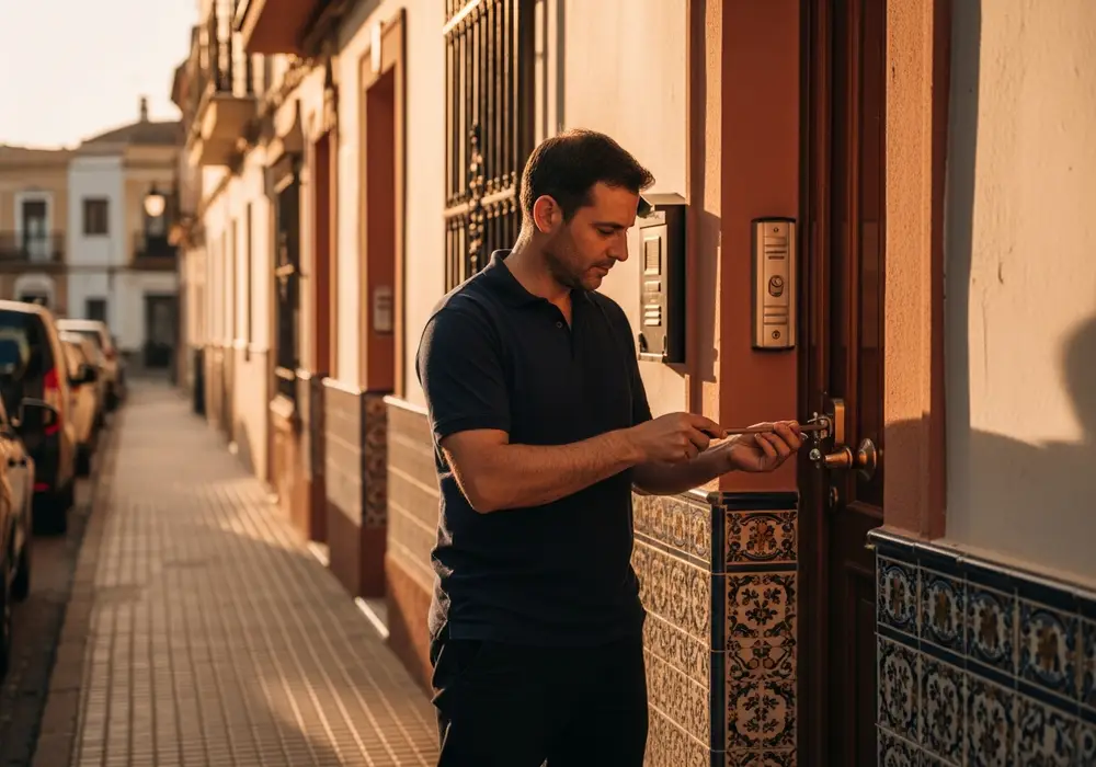 Cerrajero de KeySevilla trabajando en una casa baja de San Jerónimo, Sevilla