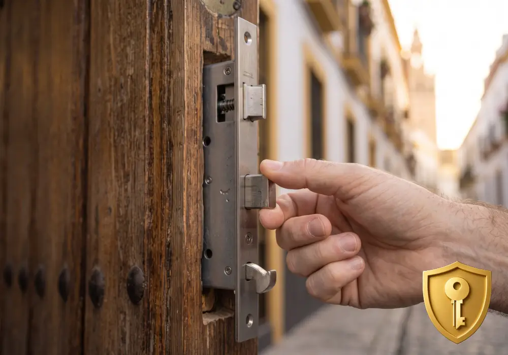 Cerradura multipunto instalada por Cerrajero KeySevilla en una puerta de Sevilla