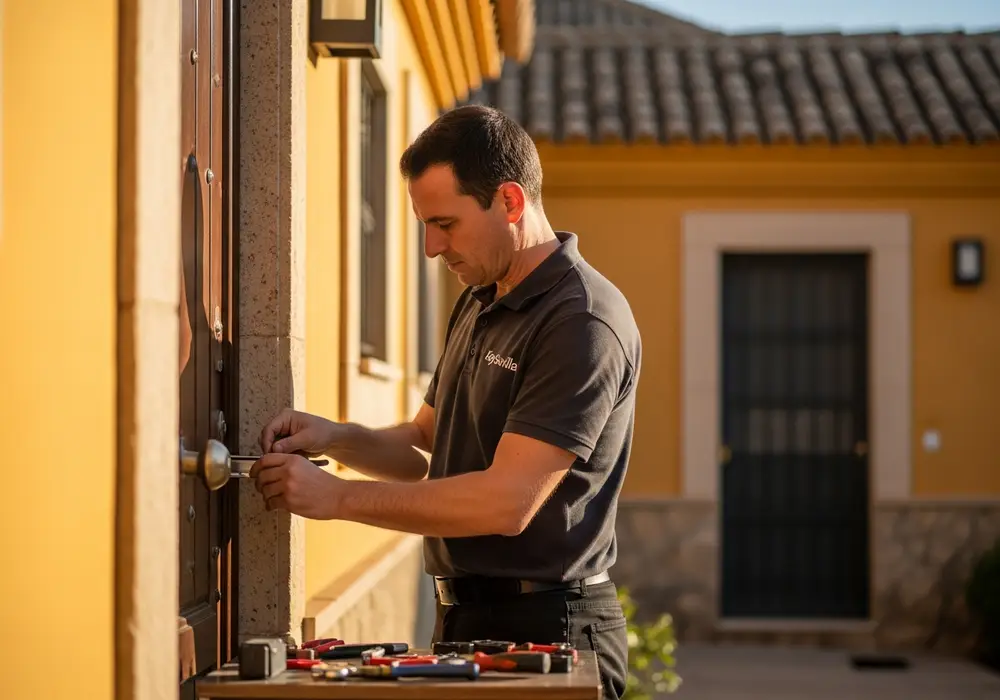Cerrajero de KeySevilla trabajando en un adosado de Bormujos, Sevilla