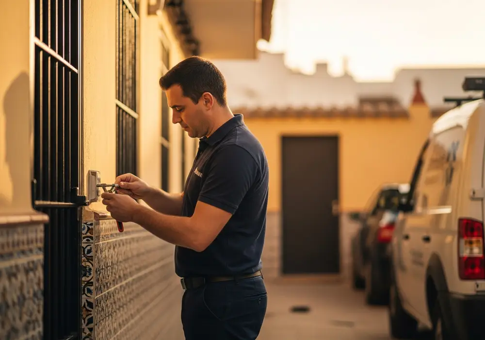 Instalación de cerradura de seguridad en una vivienda de Espartinas, Sevilla, realizada por Cerrajero KeySevilla